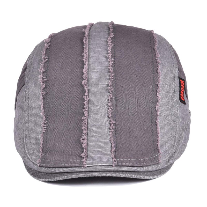 VOBOOM 100% Cotton Distressed Ivy Newsboy Caps Cabbie Gatsby Hat (Grey) - Image 3